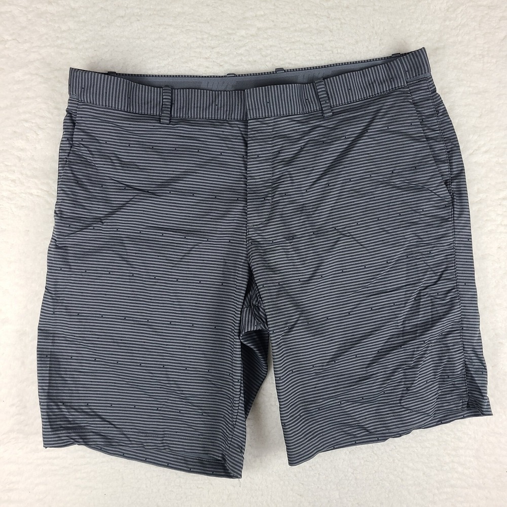 Nike Shorts Mens 38 Black Gray Striped 10" Dri Fit Chino Performance Golf
